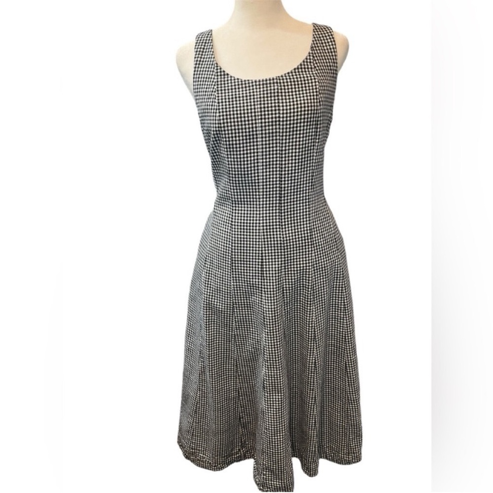 a.new day Black and White Gingham/Checkered Sleeveless Midi Dress - Size 6 - Picture 5 of 10